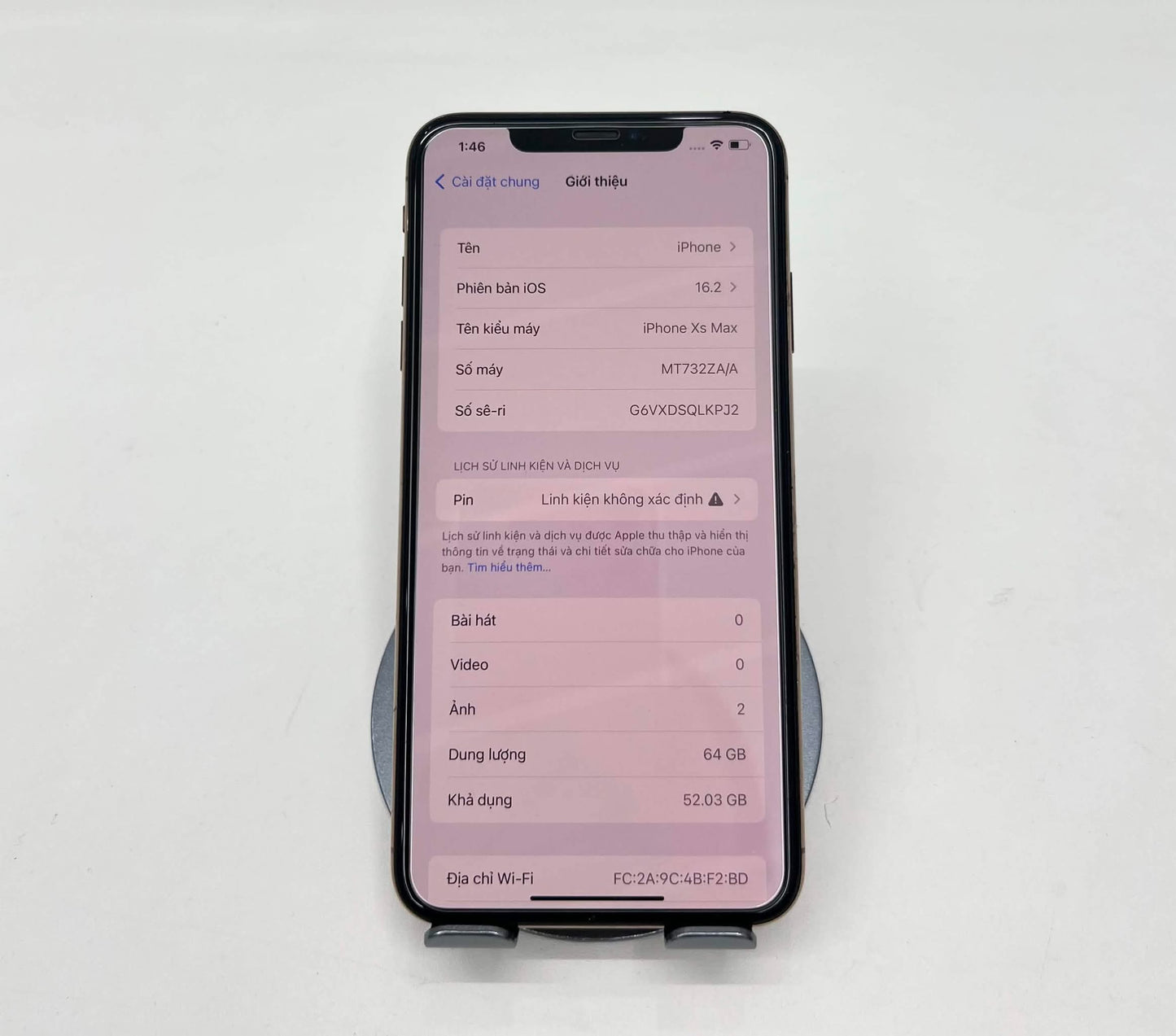 IPhone XSMax 64gb Màu Vàng - Pin thay - 02324 -a-*