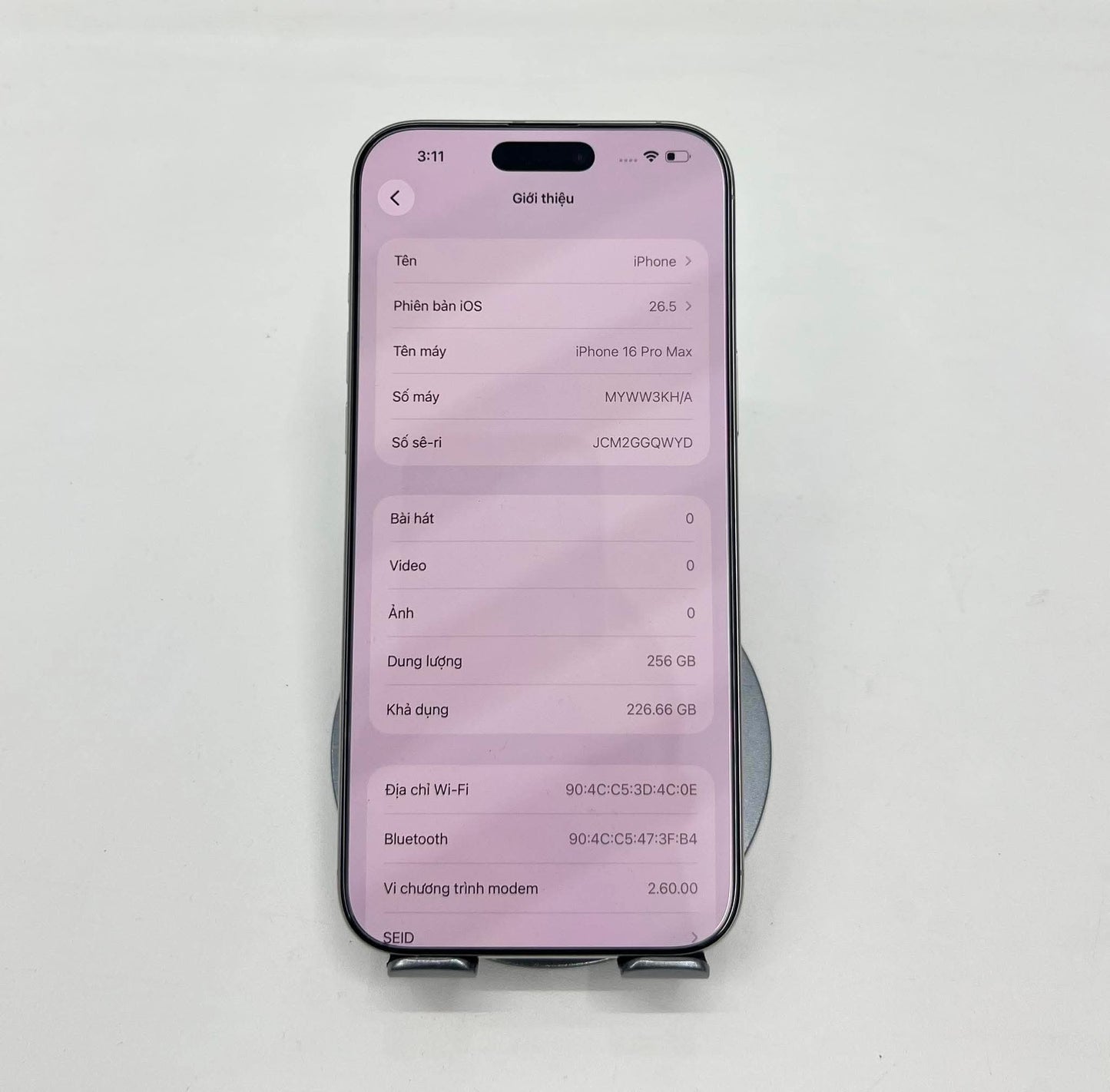IPhone 16 ProMax 256gb Màu trắng - Pin 95% - 75091