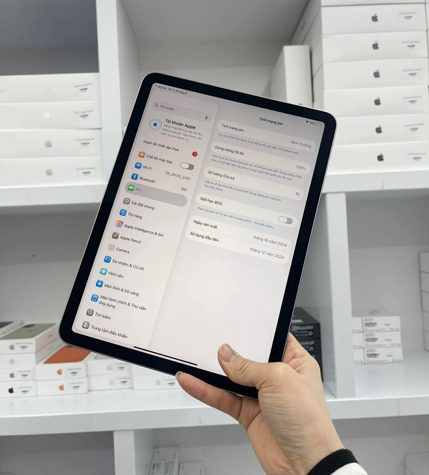 IPad Air 6 bản 128GB Màu xám - Pin 100% sạc 18 lần - 6V6LC