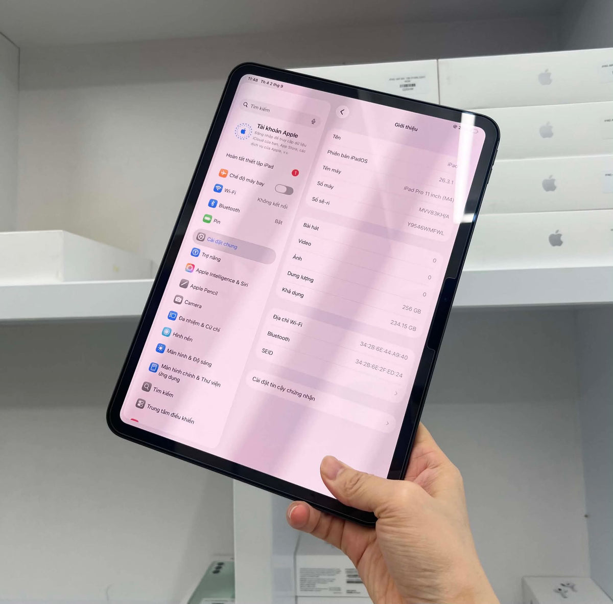 IPad Pro M4 bản 256GB Màu xám - Pin 100% sạc 57 lần - WMFWL