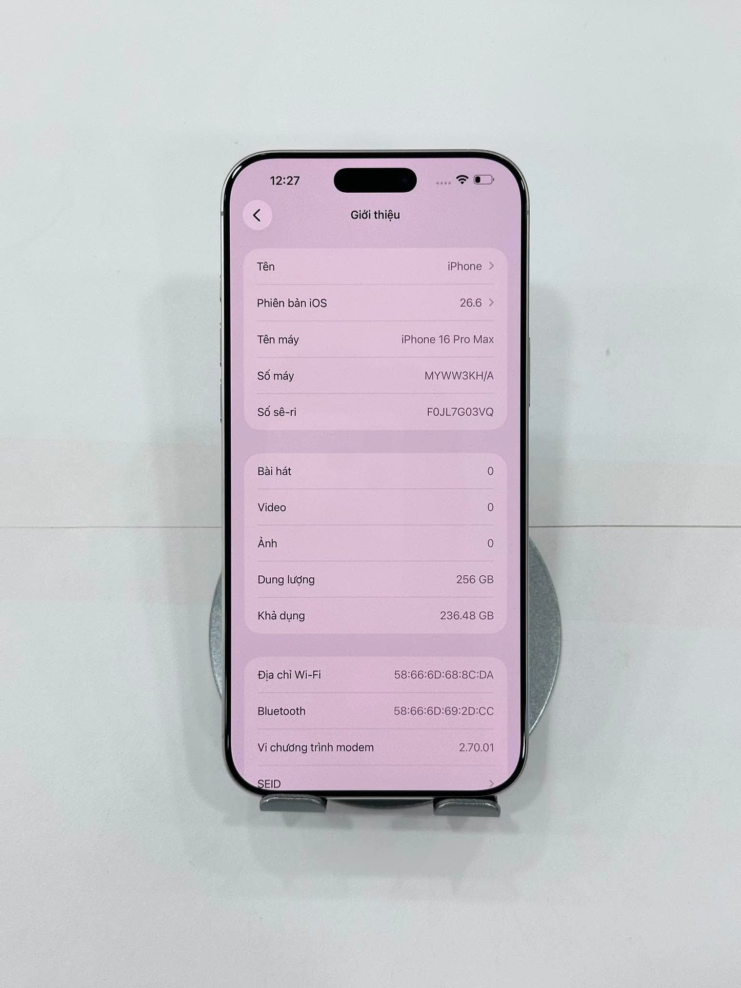IPhone 16 ProMax 256gb Màu trắng - Pin 82%- 97374 - a- busan