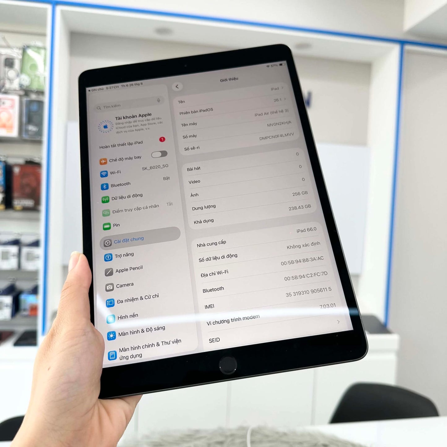 IPad Air 3 256gb Xám - Pin 100% - 4LMVV