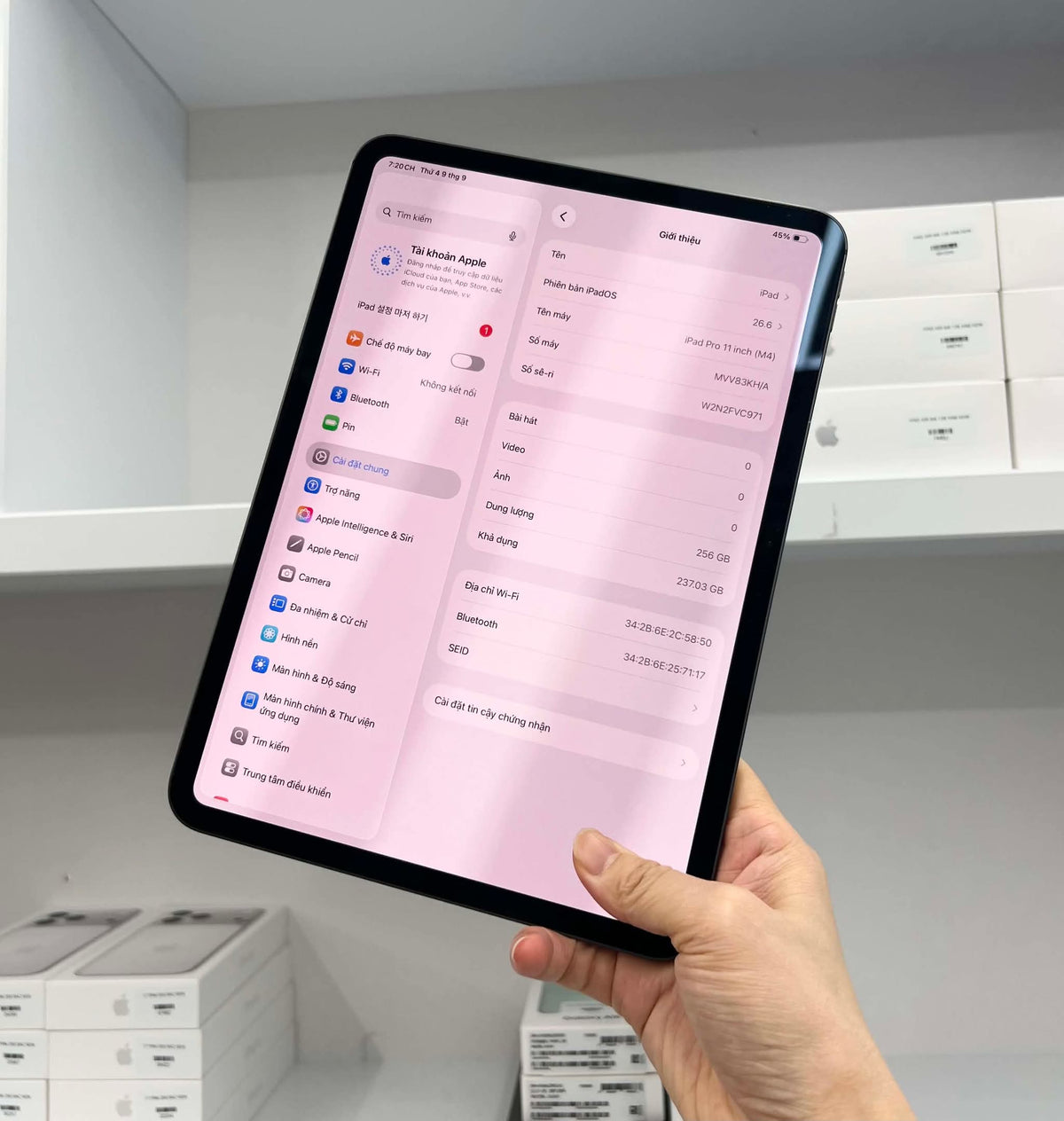 IPad Pro M4 bản 256GB Màu xám box + sạc zin - Pin 96% - VC971 -a -