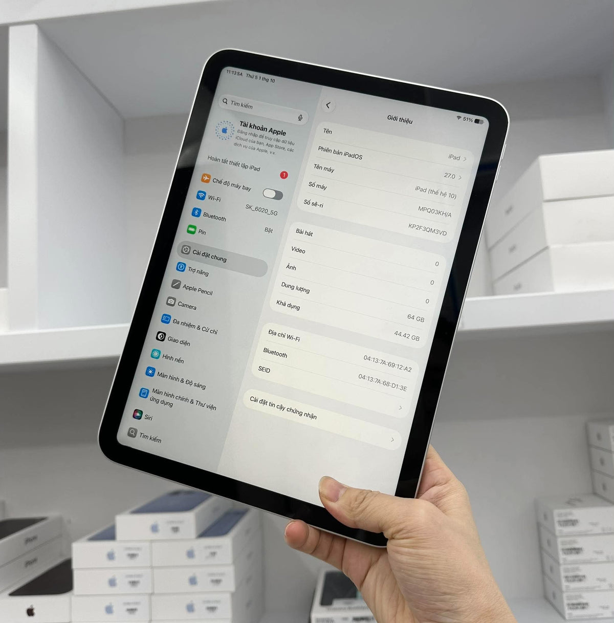 Ipad Gen 10 64gb màu bạc - Pin 94% - qm3vd