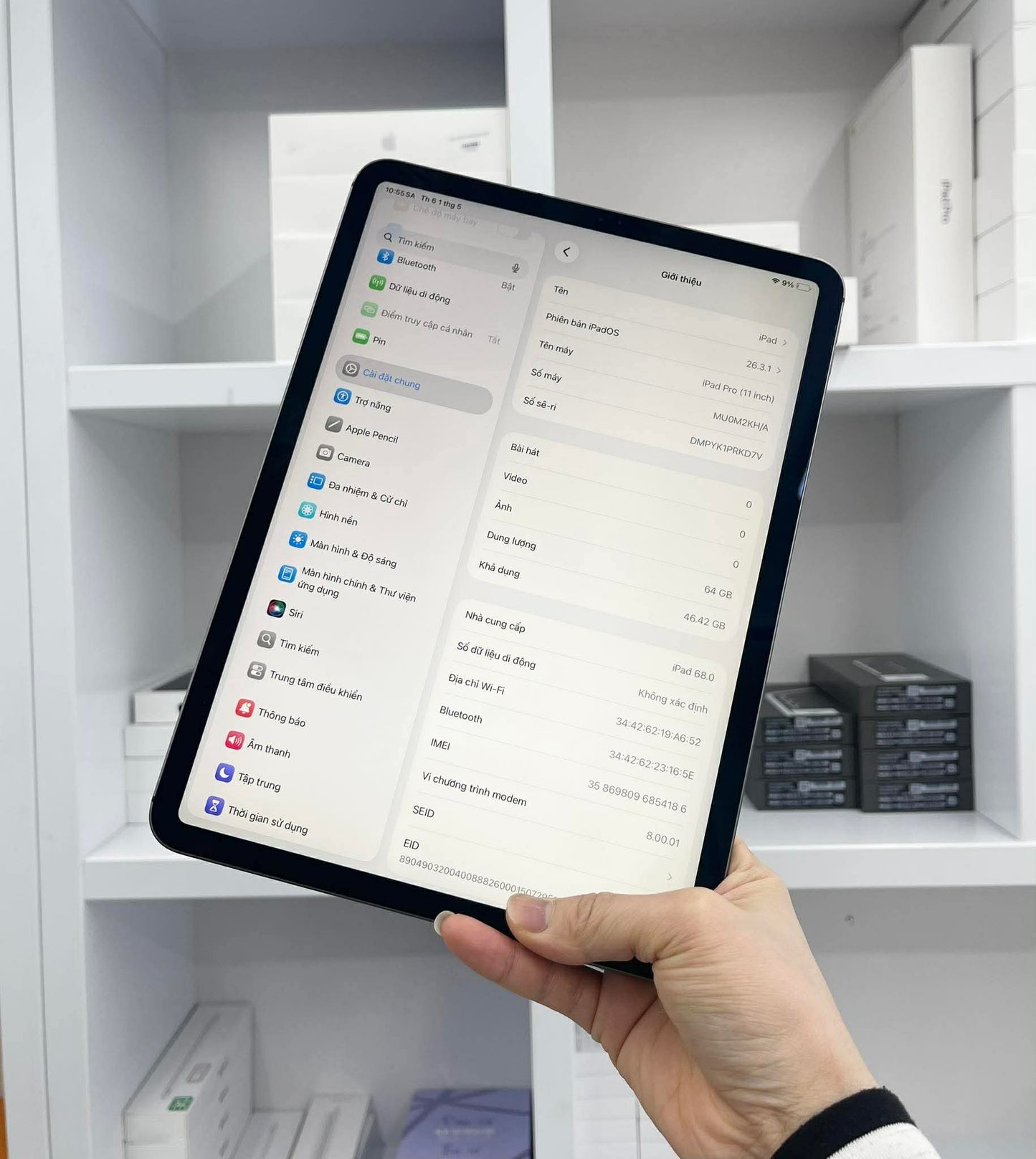 IPad Pro 2018 bản 64GB Màu xám bản sim - Pin 88% - RKD7V B*