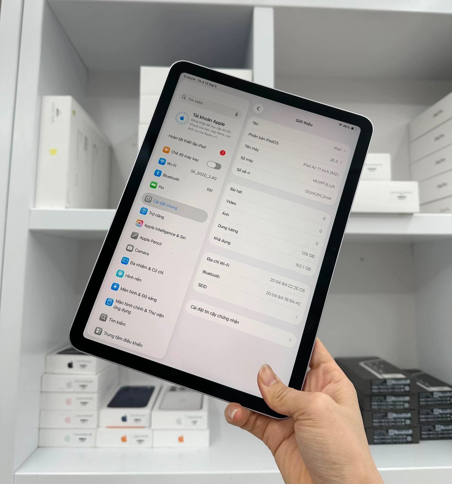 IPad Air 6 bản 128gb Màu Tím - Pin 86% - PL2HW