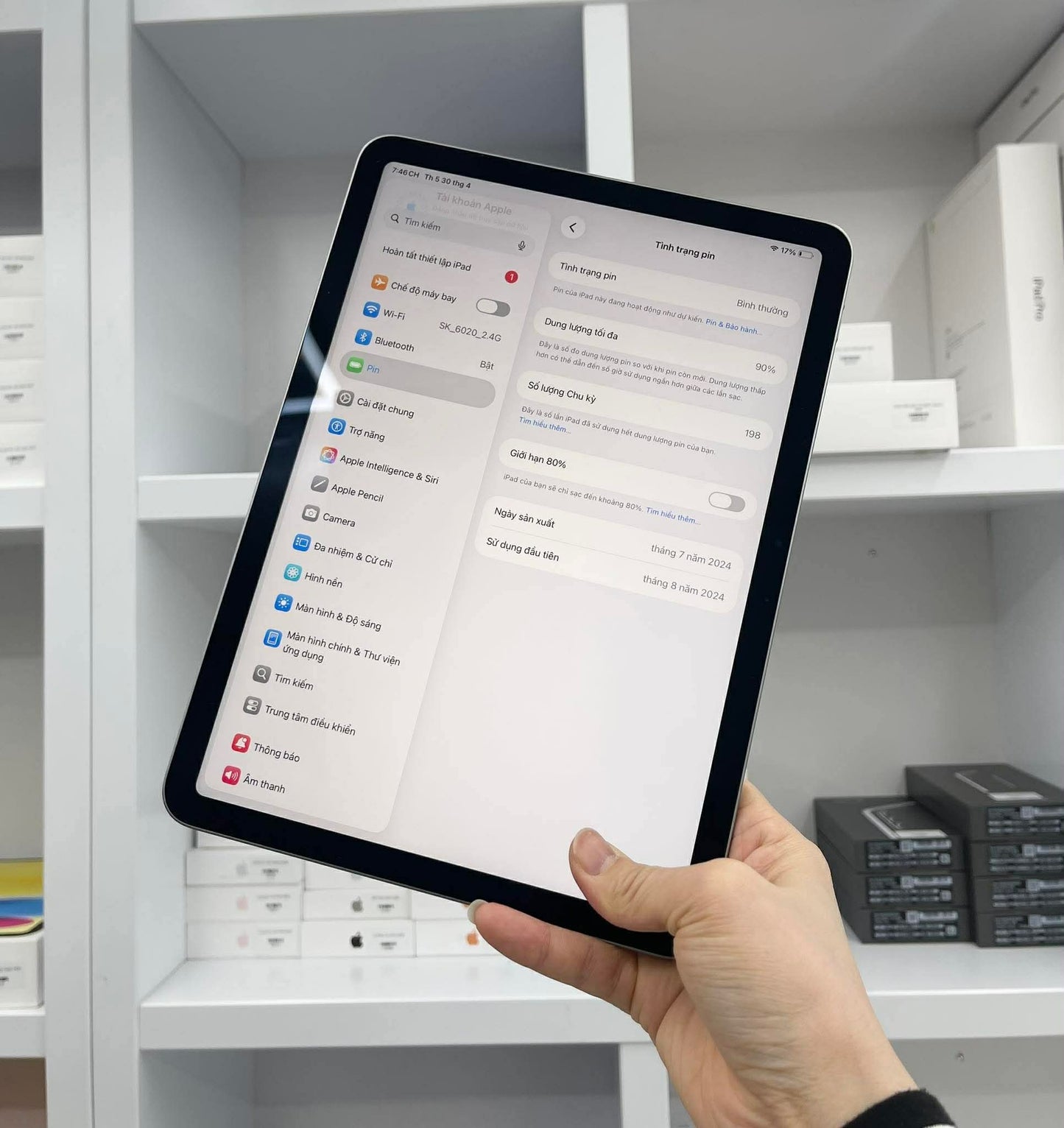 IPad Air 6 bản 128GB Màu xám - Pin 90% - 2MPY4 A-*