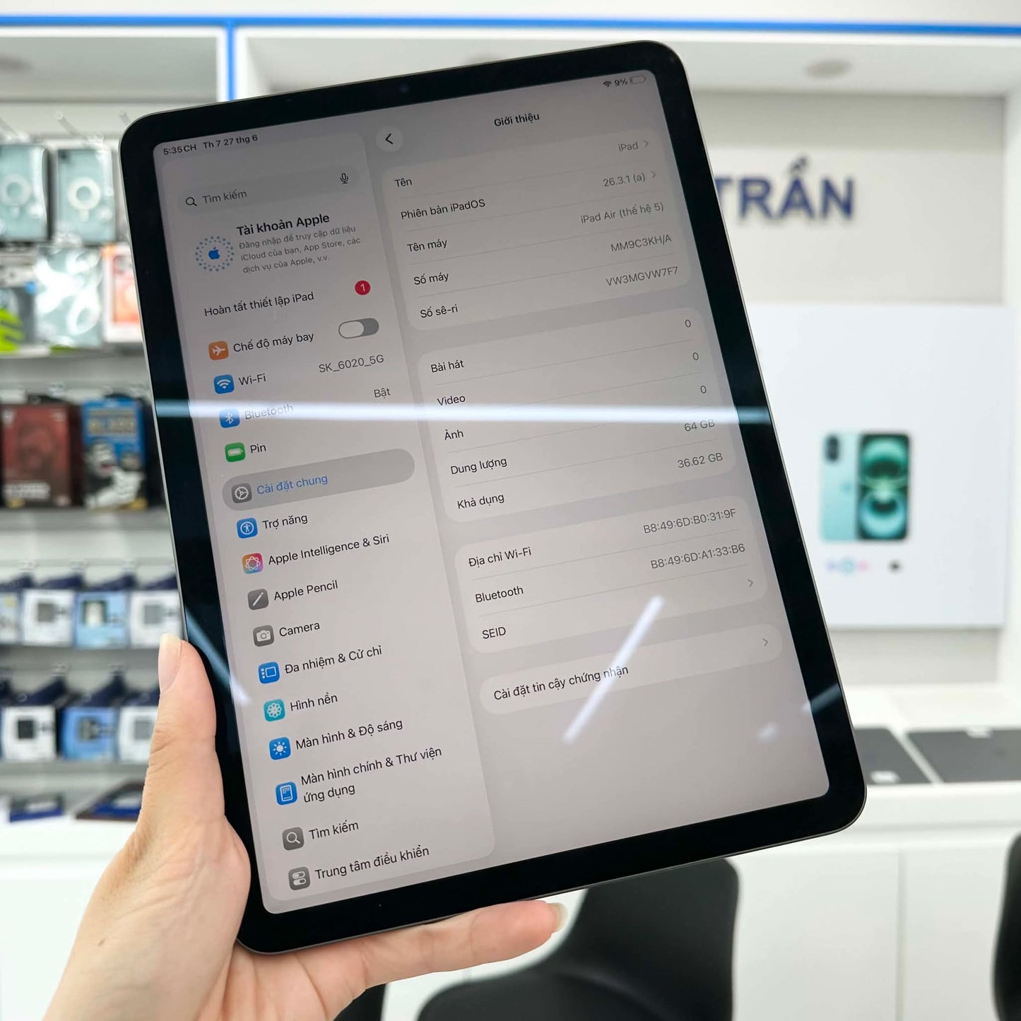 Ipad Air 5 64gb Màu Xám - Pin 84% - VW7F7