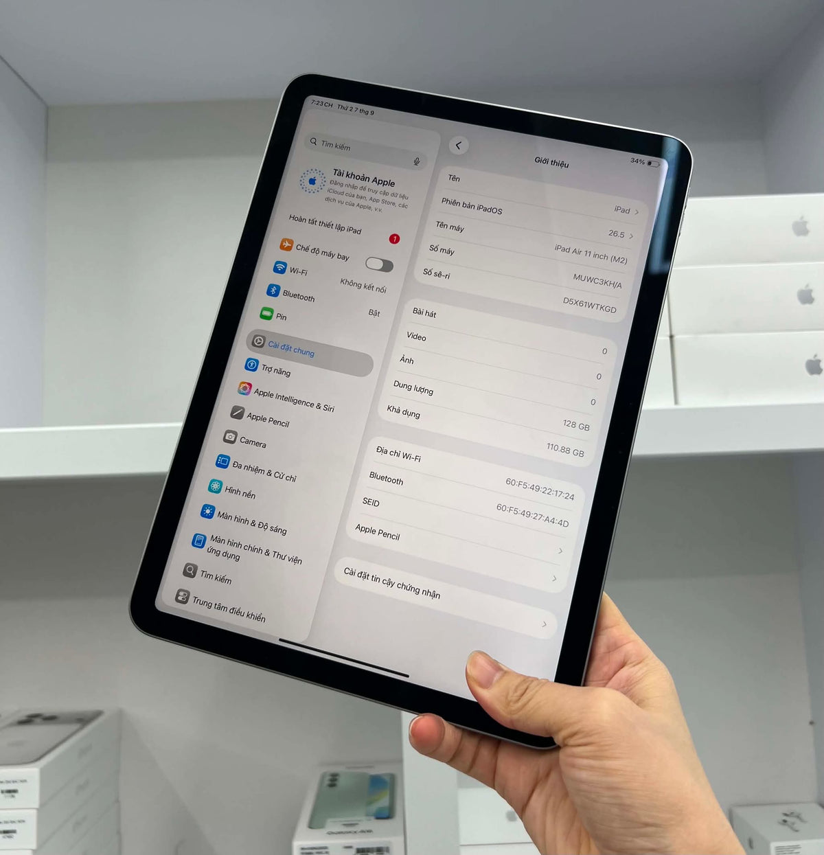 IPad Air 6 bản 128GB Màu xám - pin 100% - wtkgd - a-*