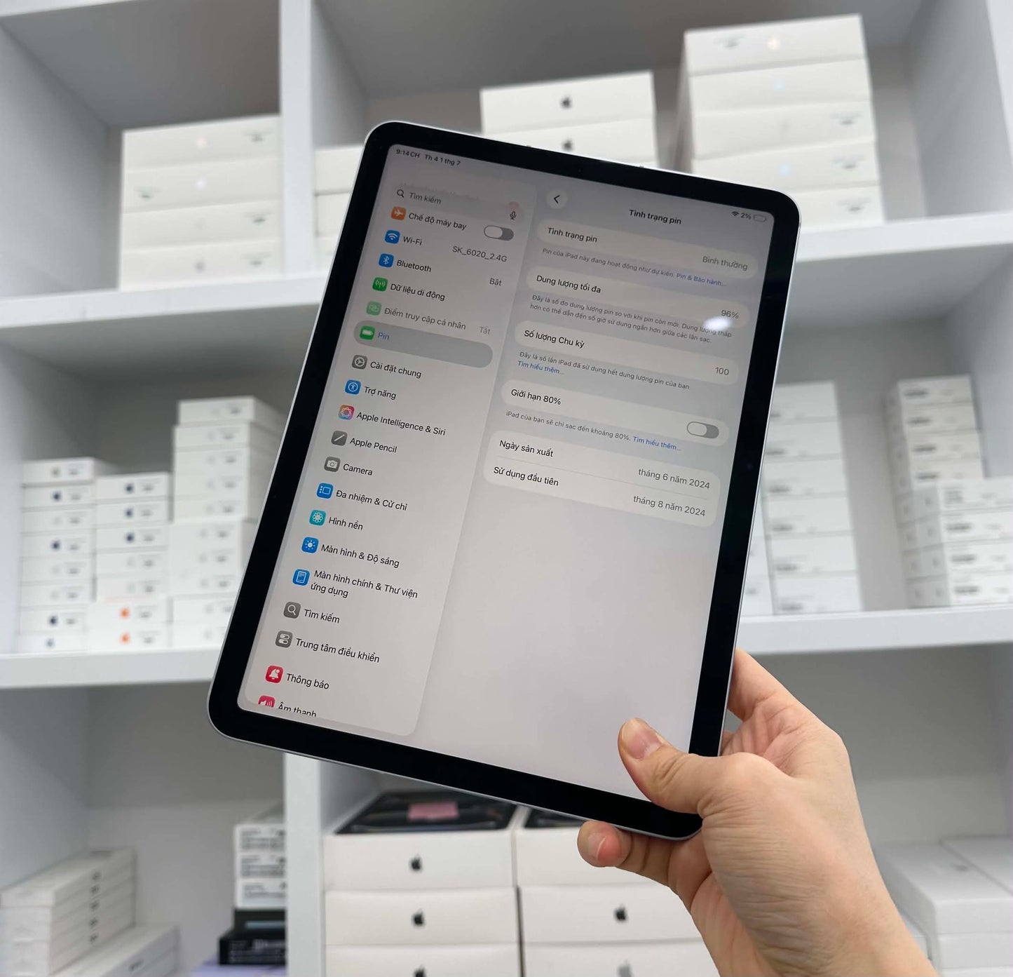 IPad Air 6 bản 128gbMàu Blue Bản Sim - Pin 96% - 6Y2H3