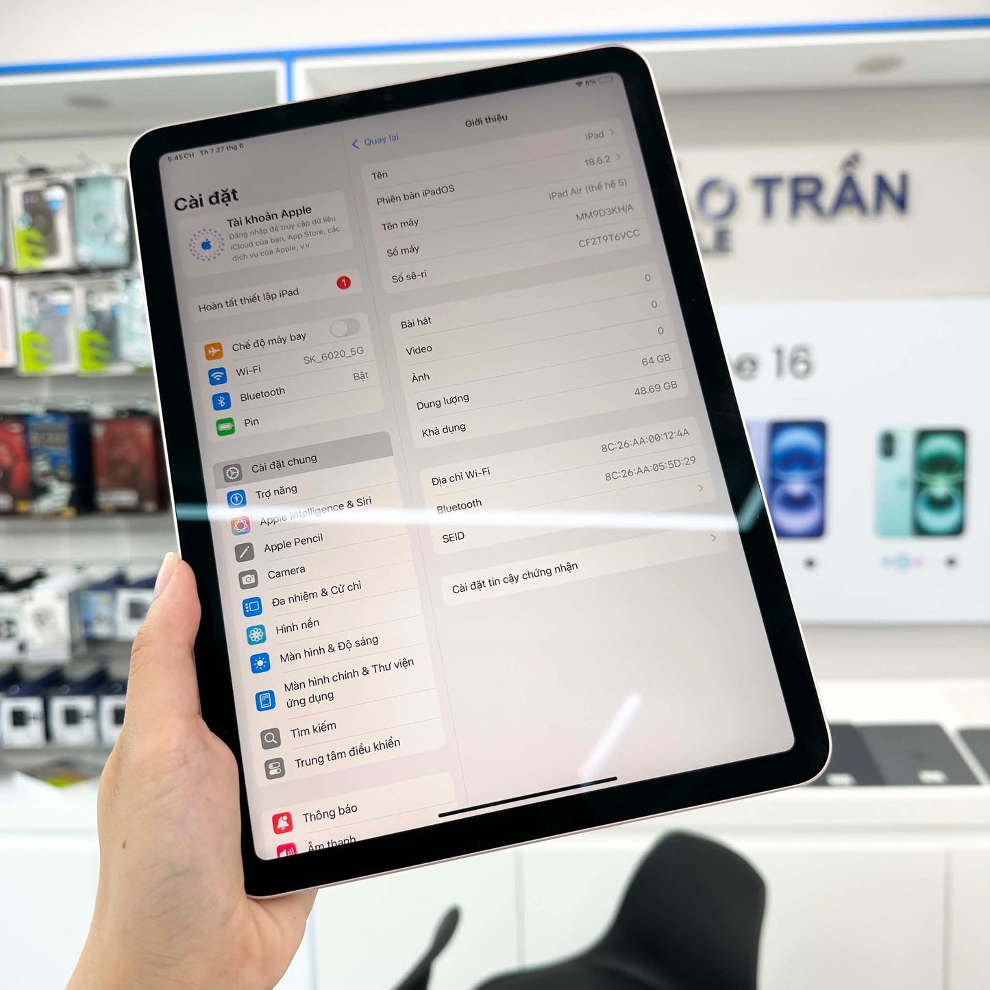 Ipad Air 5 64gb Màu Hồng - Pin 89% - T6VCC A-
