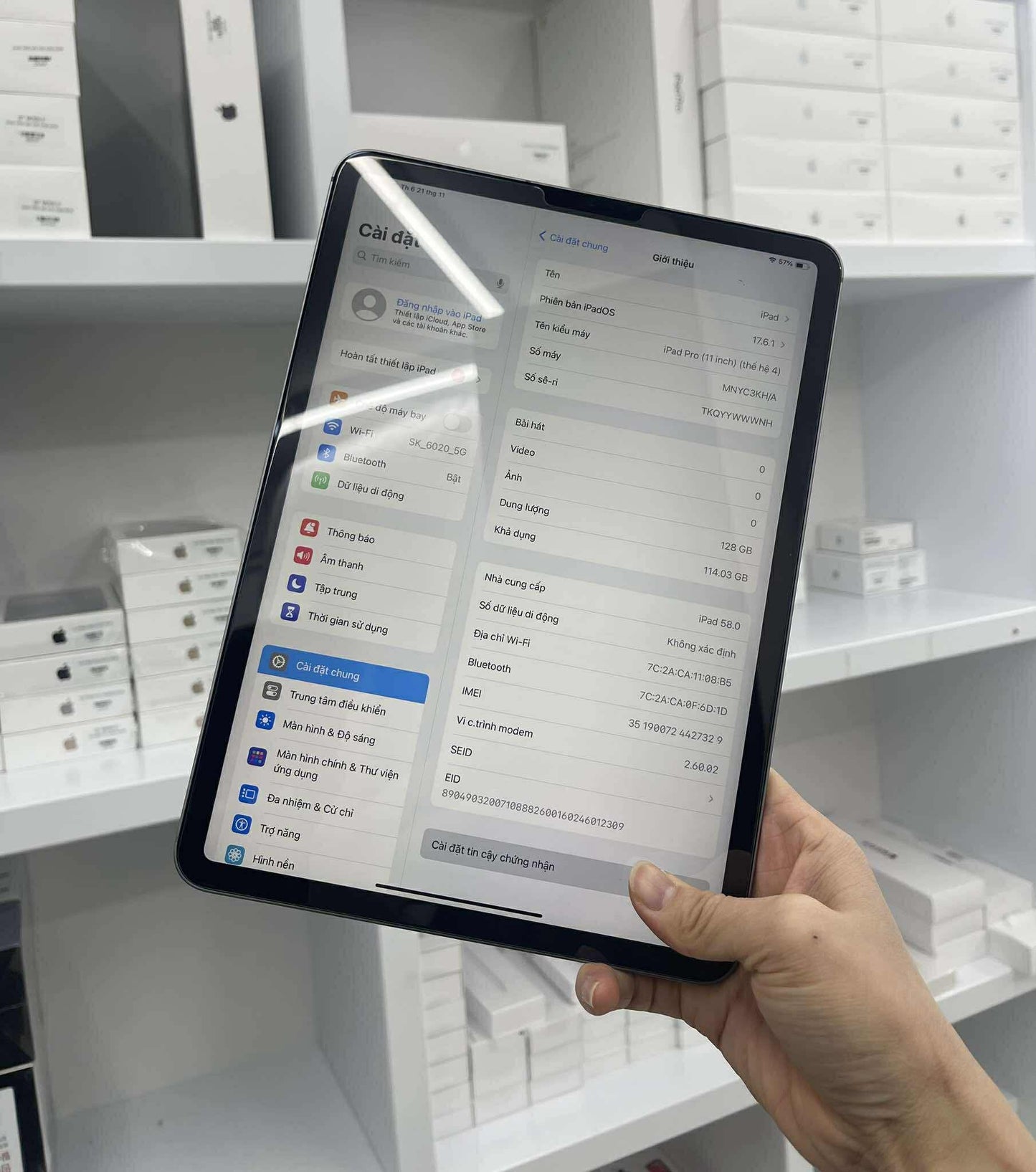 IPad Pro M2 bản 128gb Màu xám Bản Sim - Pin 100% - WWWNH