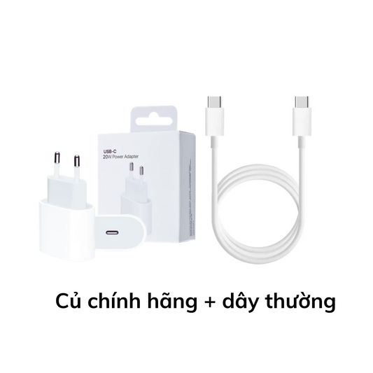 Bô sạc Củ (chính hãng) +Cáp sạc iPhone Type-C to C (bộ thường)