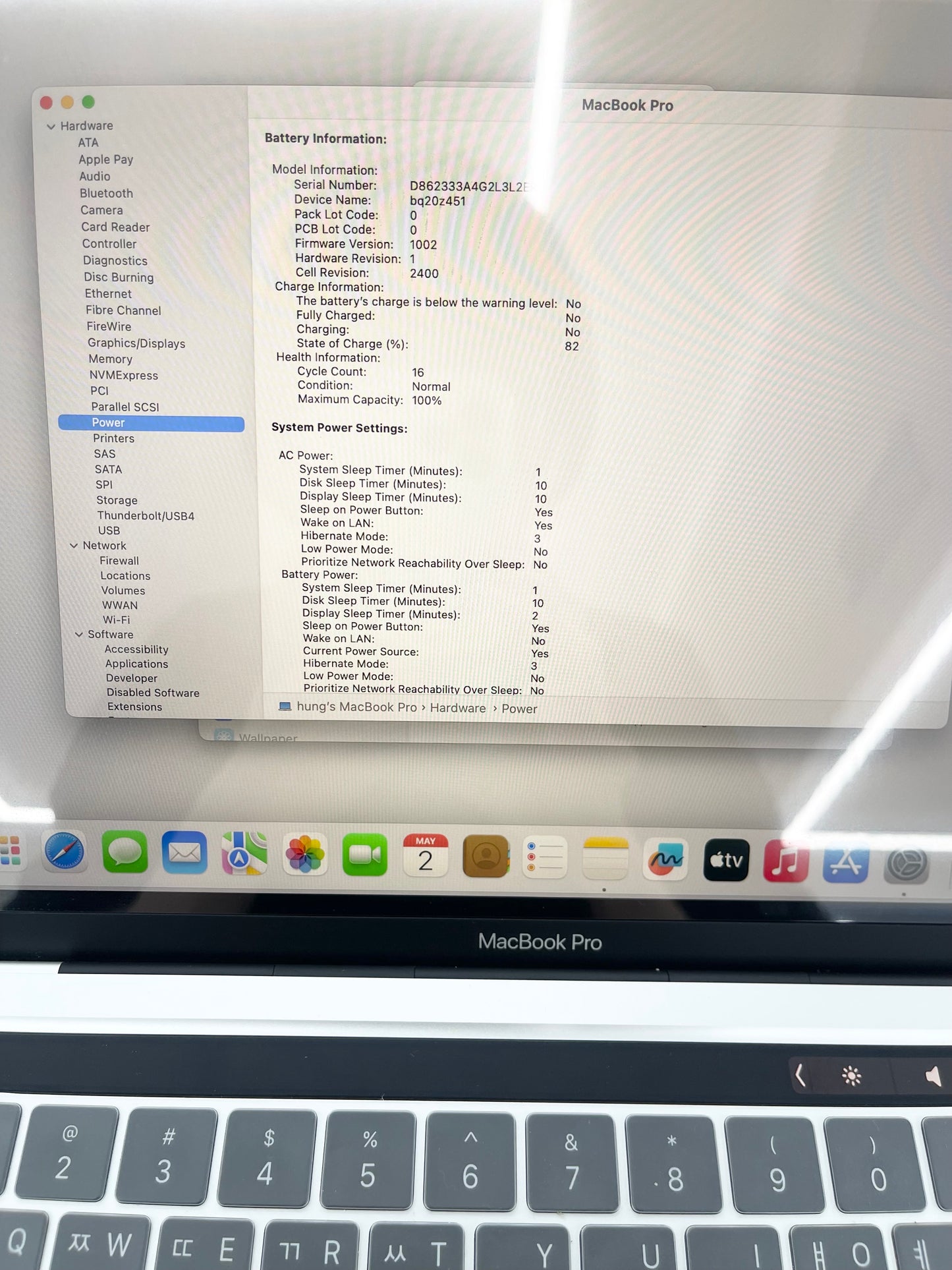 MacBook Pro M2 bản 8/256 màu Bạc - Pin 100% sạc 16L - YNW9K