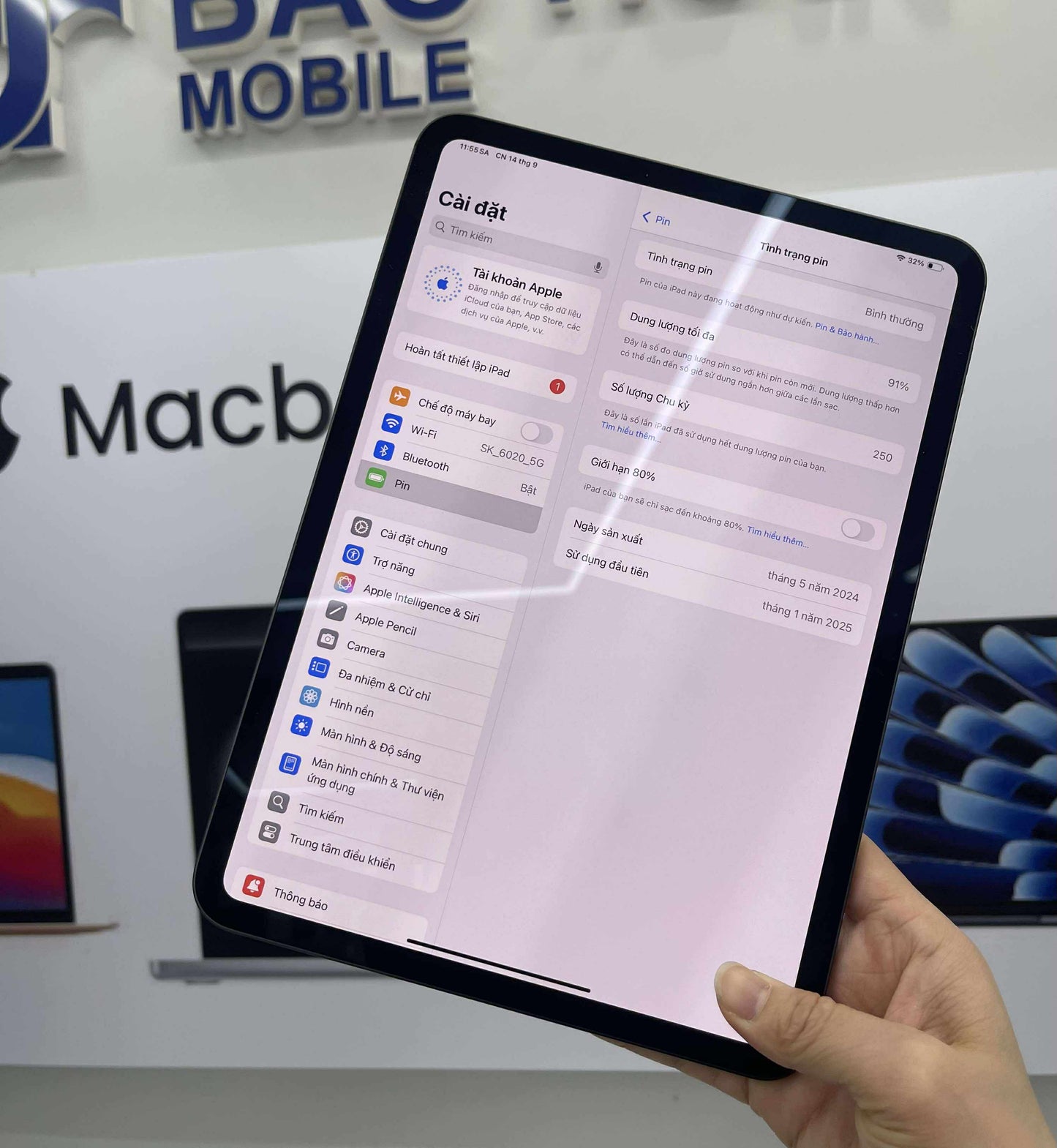 IPad Pro M4 bản 256GB Màu xám - Pin 91% - A- - 9LFK6