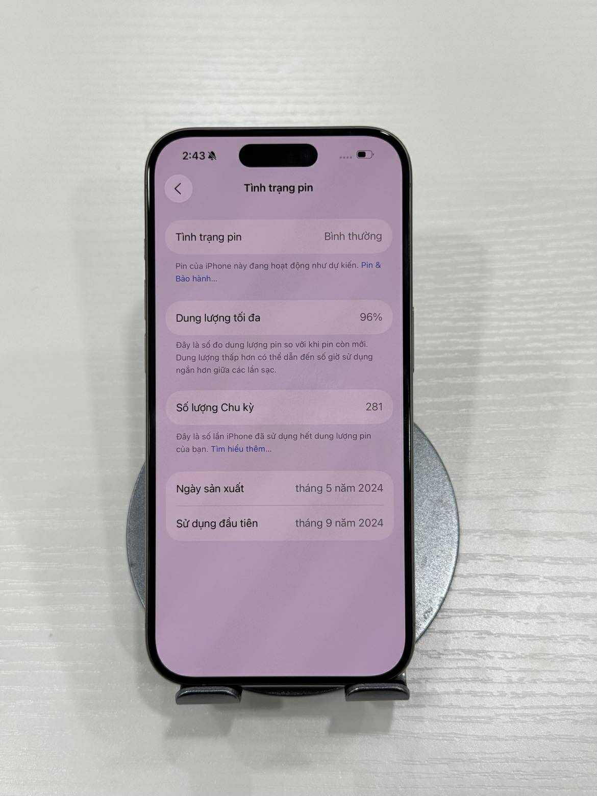 IPhone 15 Pro 128gb Màu Titan - Pin 96% - 74940