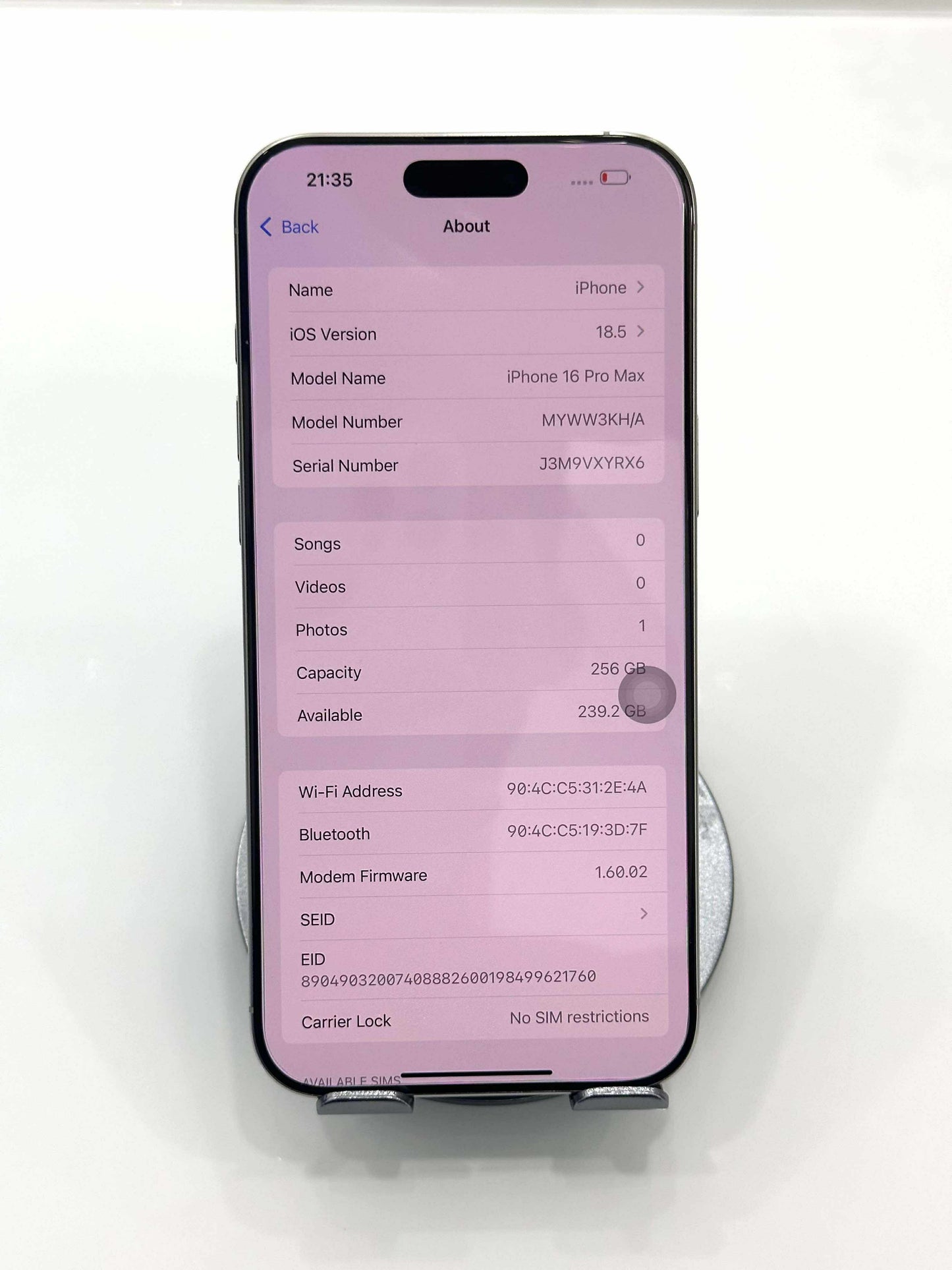 IPhone 16 ProMax 256GB Màu trắng - Pin 95% - 19151 - TEKU