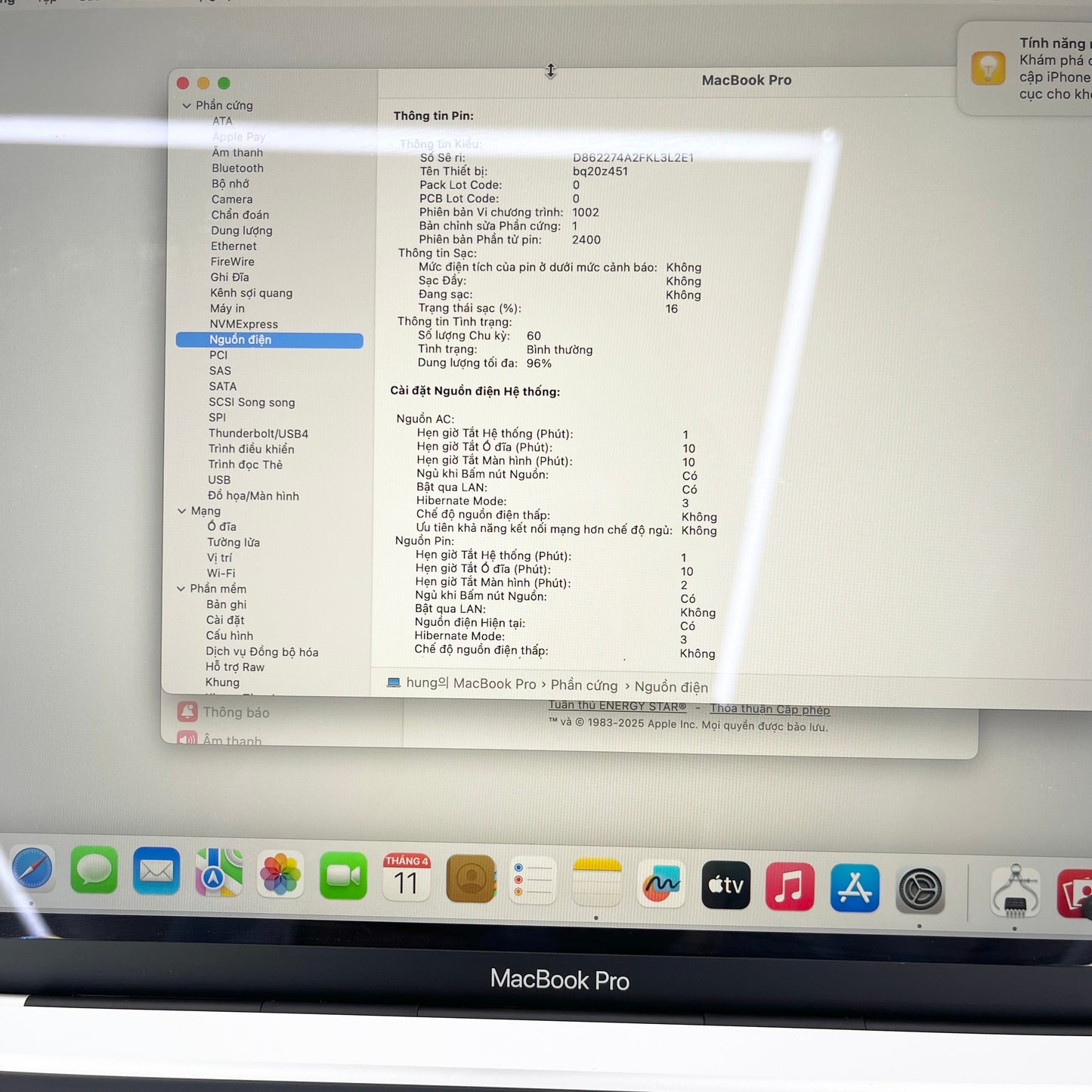 MacBook Pro M2 bản 8/256 màu Bạc - Pin 96% - T9D4M *