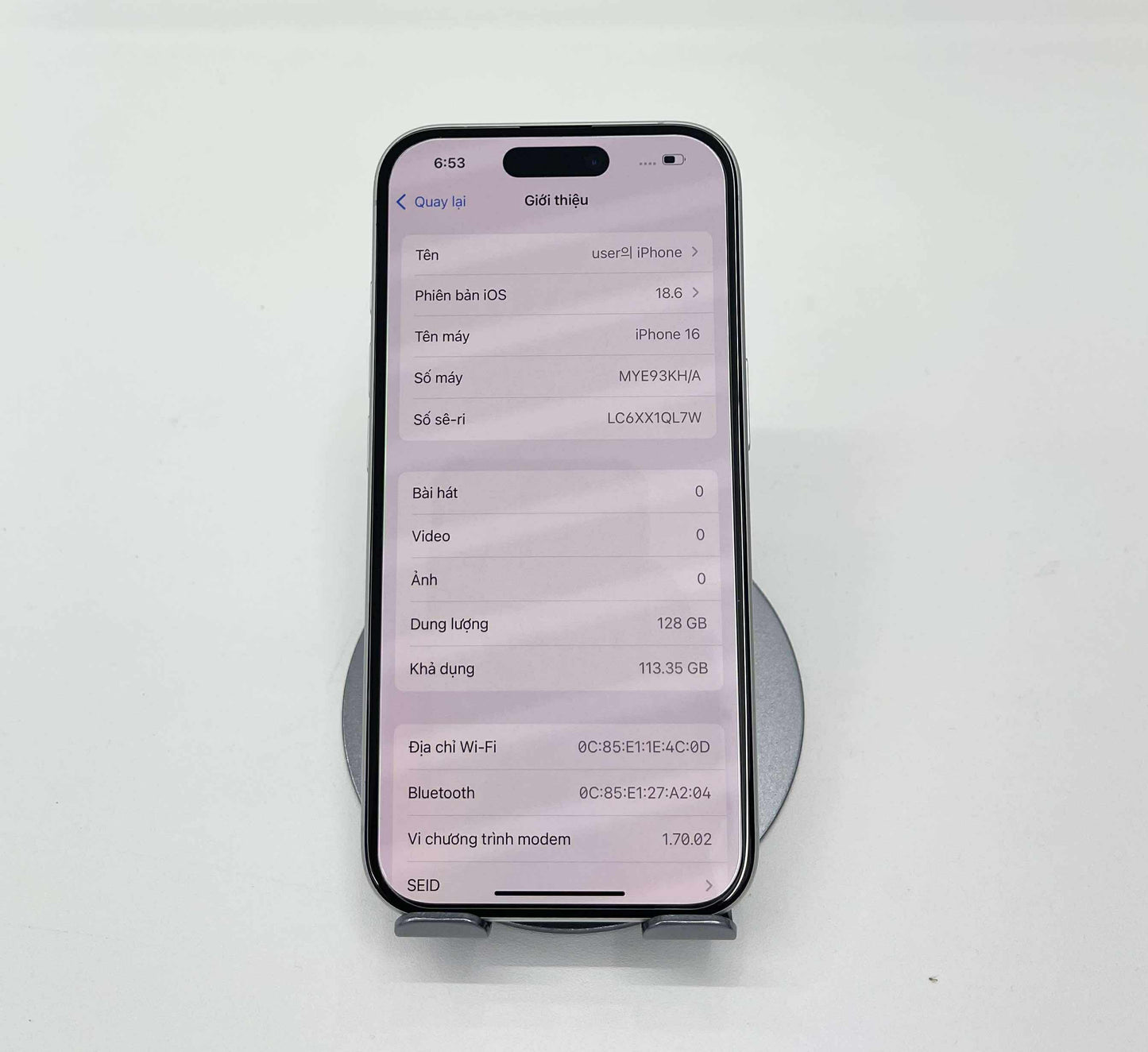 Iphone 16 128 Màu Trắng - Pin 100% - 50935 - TEKU