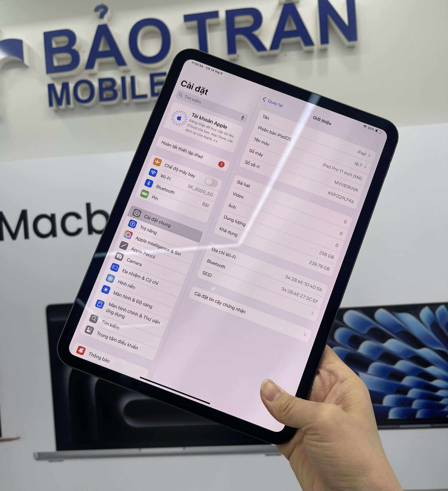 IPad Pro M4 bản 256GB Màu xám - Pin 91% - A- - 9LFK6