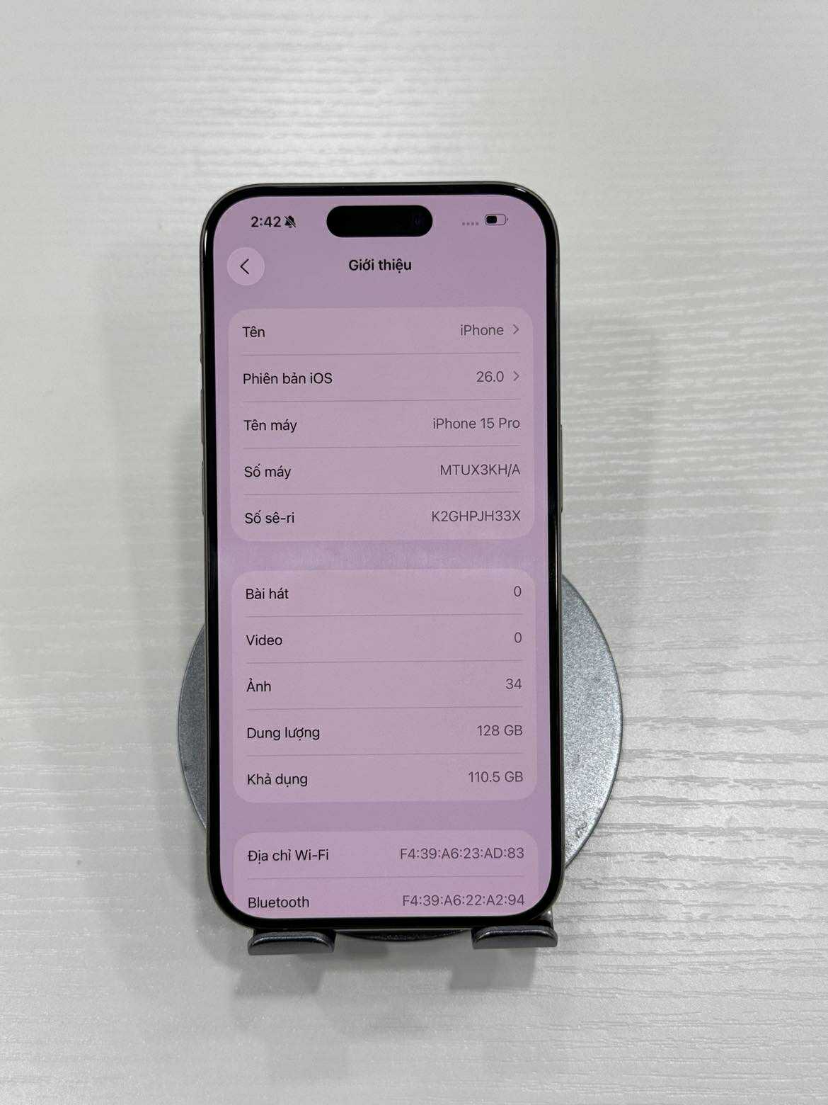 IPhone 15 Pro 128gb Màu Titan - Pin 96% - 74940