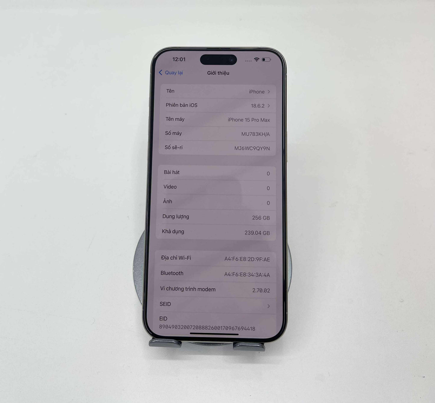 IPhone 15 ProMax 256GB Màu trắng - Pin 86% - A- - 59234*