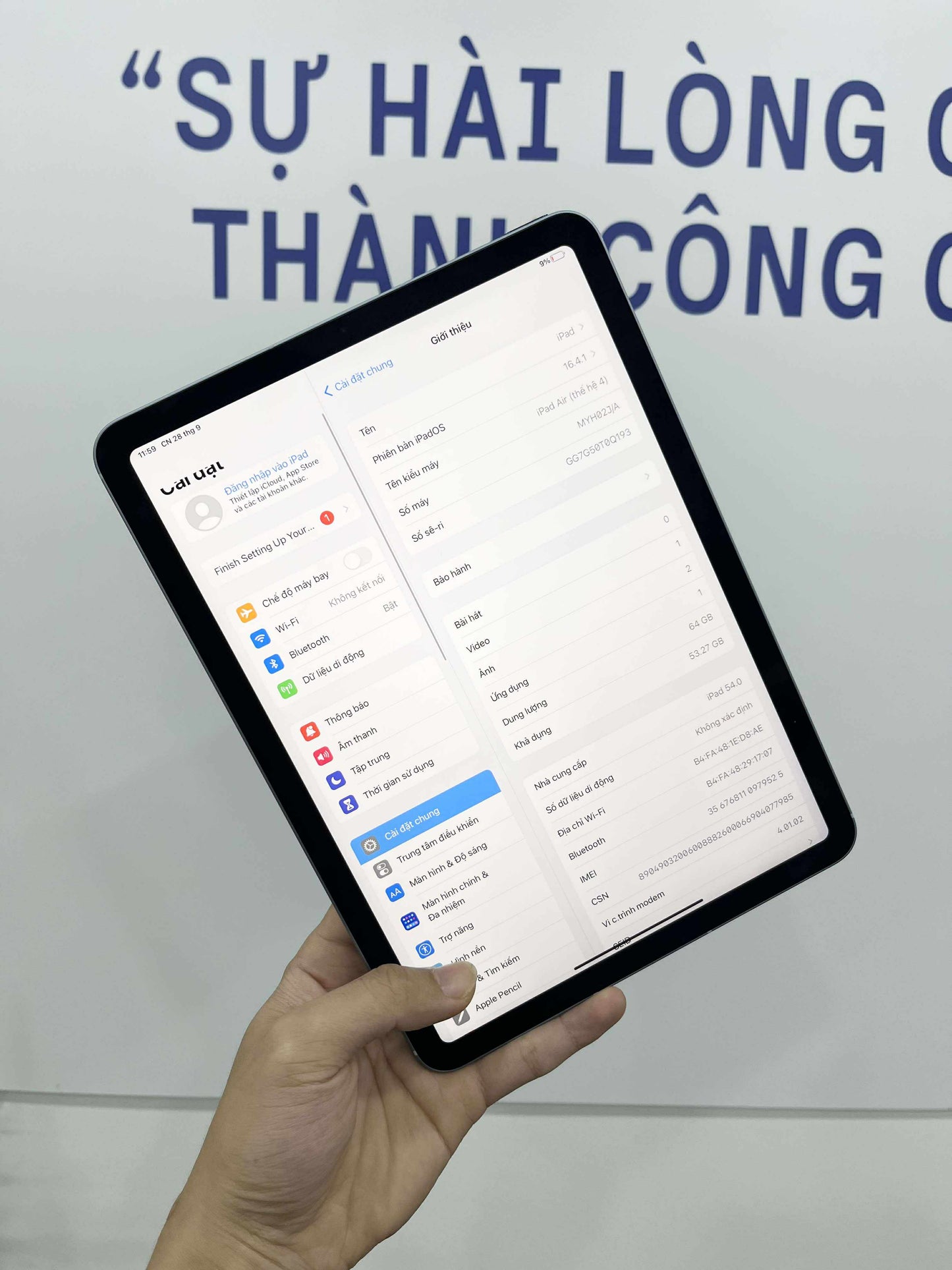 IPad Air 4 bản 64GB Màu xanh dương - Pin 100% - T0Q193 - TEKU