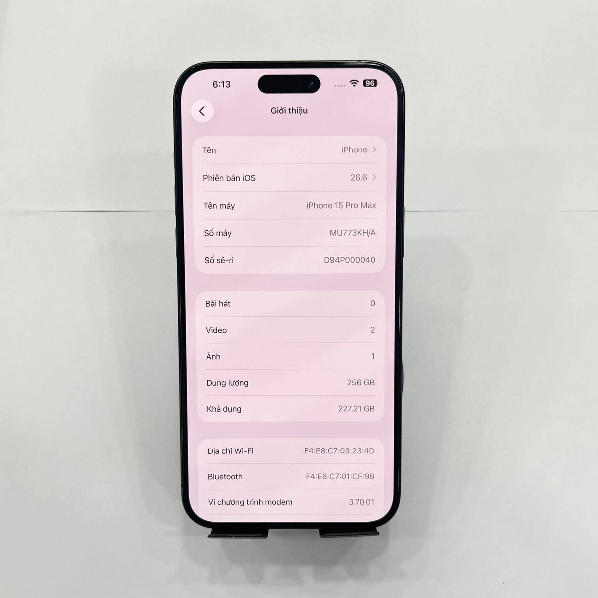 IPhone 15 ProMax 256GB Màu đen - Pin 85% - 96283 - a-* Busan