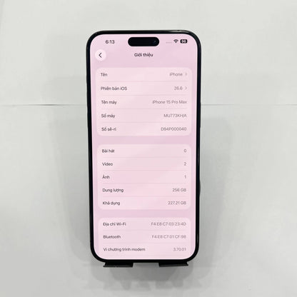 IPhone 15 ProMax 256GB Màu đen - Pin 85% - 96283 - a-* Busan