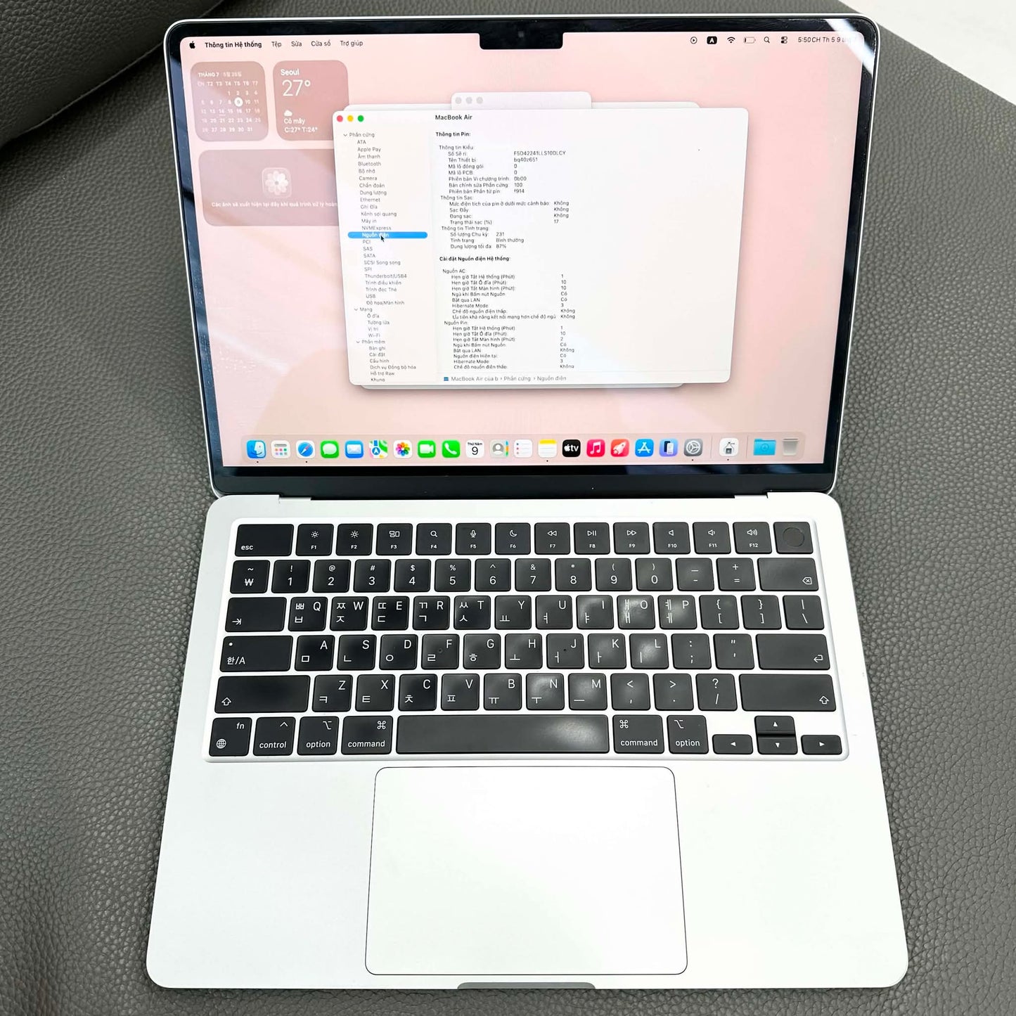 MacBook Air M2 bản 8GB/256GB Màu bạc - Pin 87% - MX554 - A-*