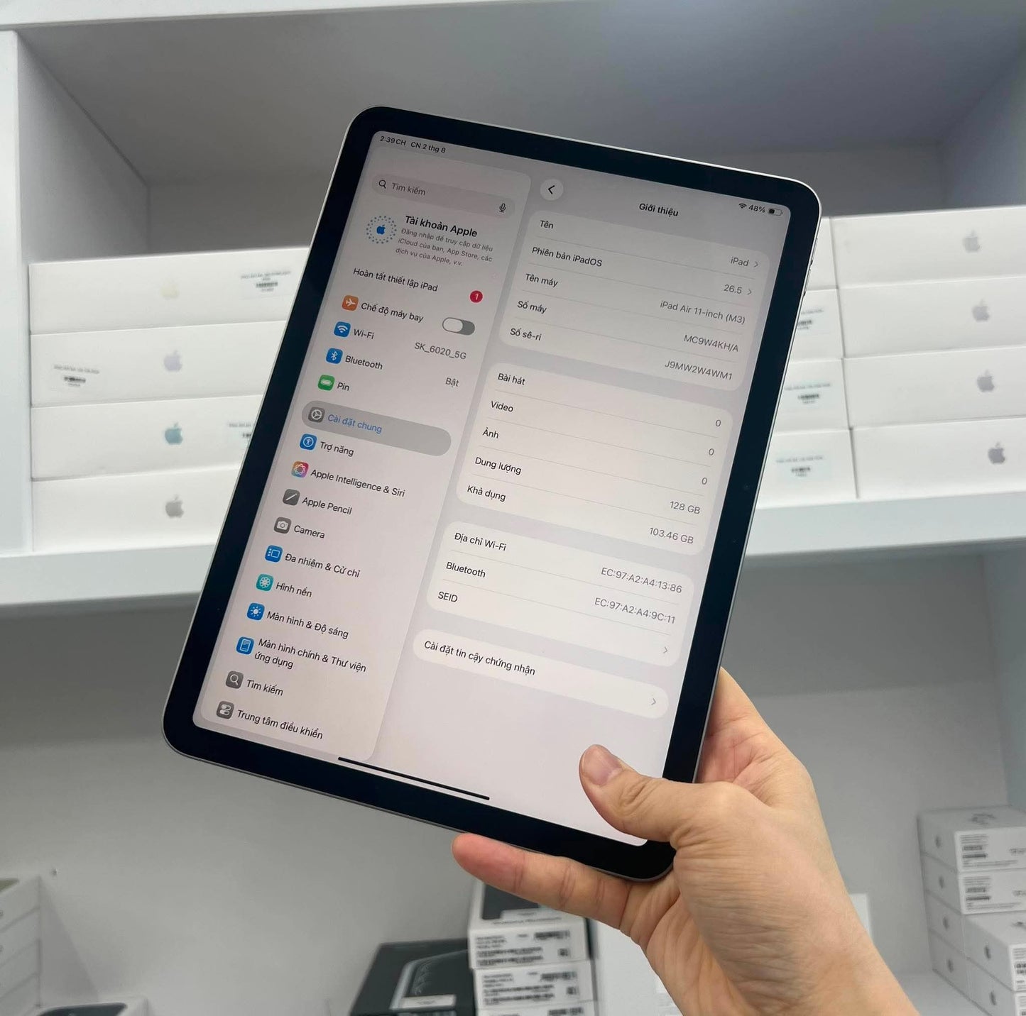 Ipad Air M3 128gb Màu xám   - Pin 96% - W4WM1