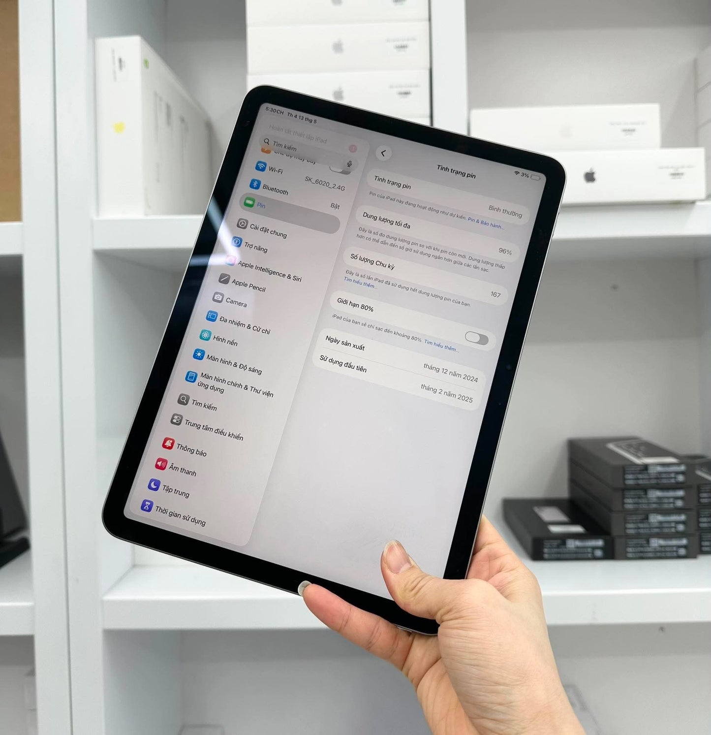 IPad Air 6 bản 128GB Màu xám - Pin 96% - F0G54
