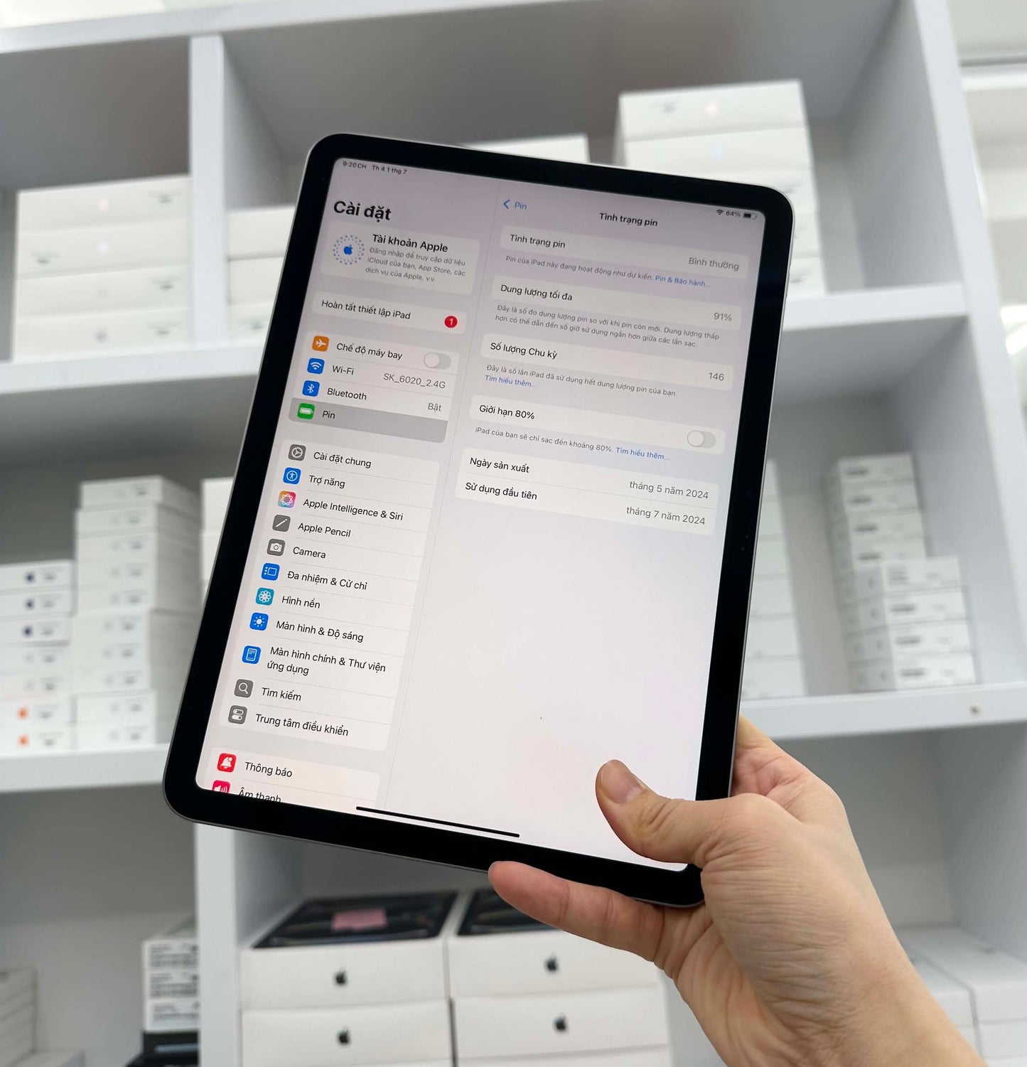 IPad Air 6 bản 256GB Màu xám - Pin 91% - 6WG6D - A-