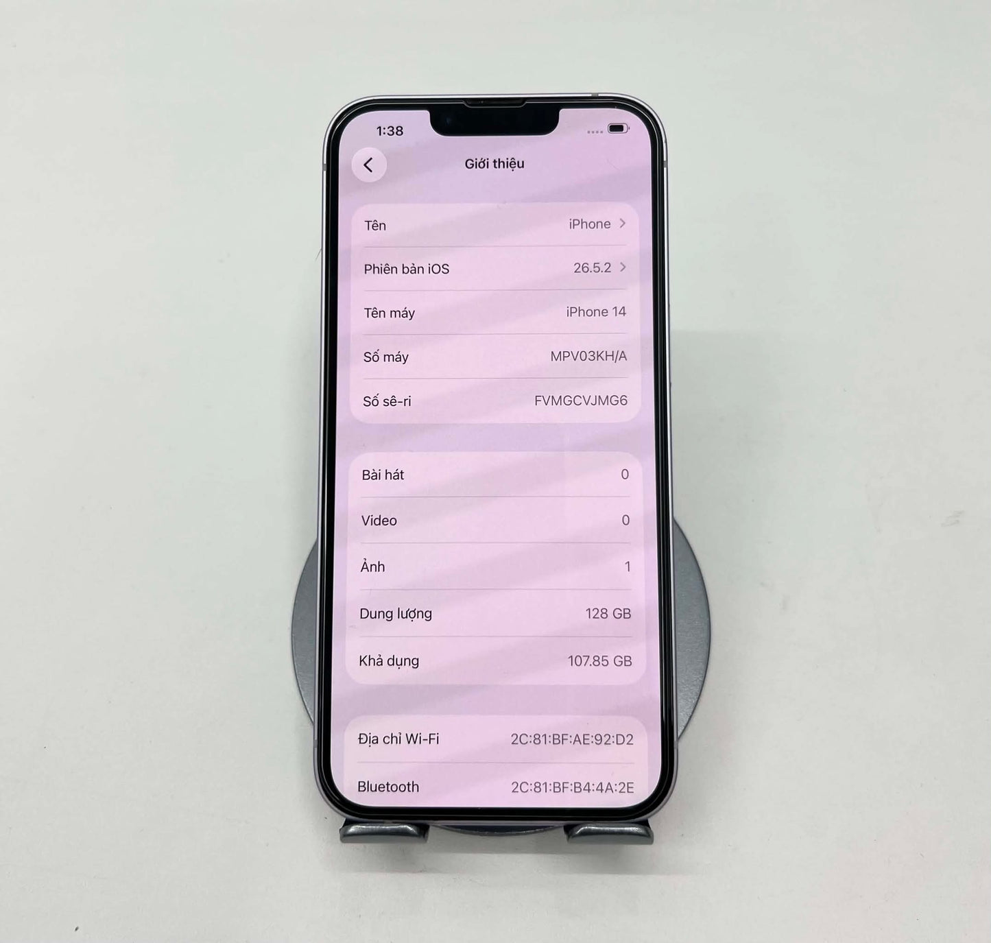 IPhone 14 bản 128GB Màu tím - Pin 87% - 63973 - a-*