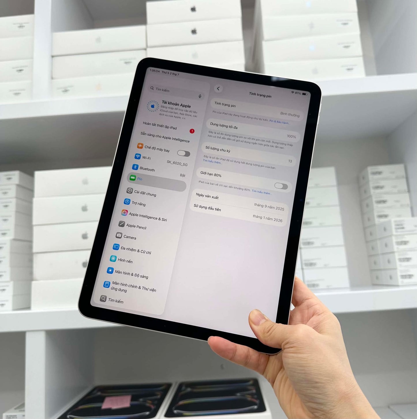 Ipad Air M3 128gb Màu starlight   - Pin 100% sạc 13 lần  -  6RQKM