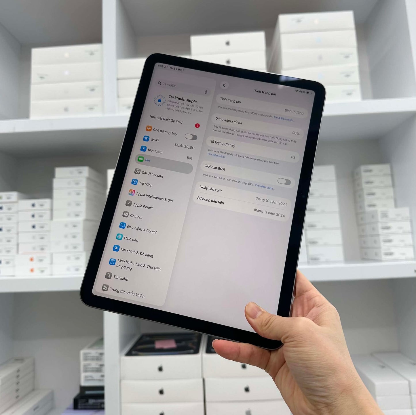 IPad Air 6 bản 256GB Màu xám - Pin 96% - XJHNF