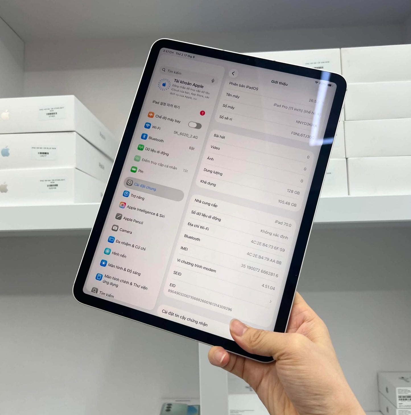 IPad Pro M2 bản 128gb Màu Bạc bản sim- Pin 97% - TJ30Q