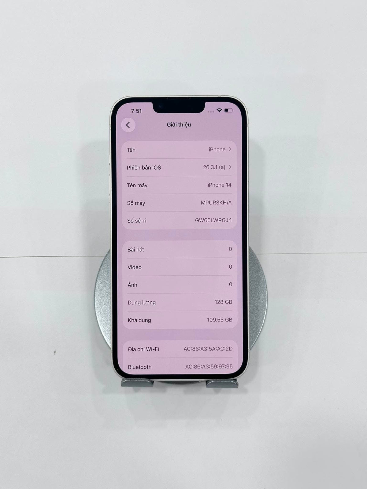 IPhone 14 bản 128gb Màu trắng - Pin 91% -13881 Teku