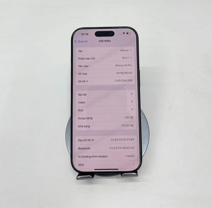 IPhone 16 Pro 128GB màu đen - Pin 100% sạc 10 lần - 61748