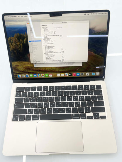 MacBook Air M2 bản 8gb/256gb Màu Starlight - Pin 100% - 4YT27 TEKU