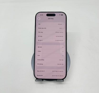 IPhone 16 Pro 128GB màu đen - Pin 100% sạc 27 lần - 93523