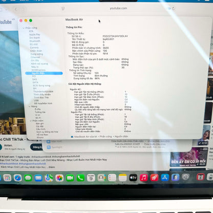 MacBook Air M2 bản 8gb/256gb Màu Starlight - Pin 86%  - 35MW9 - A-*