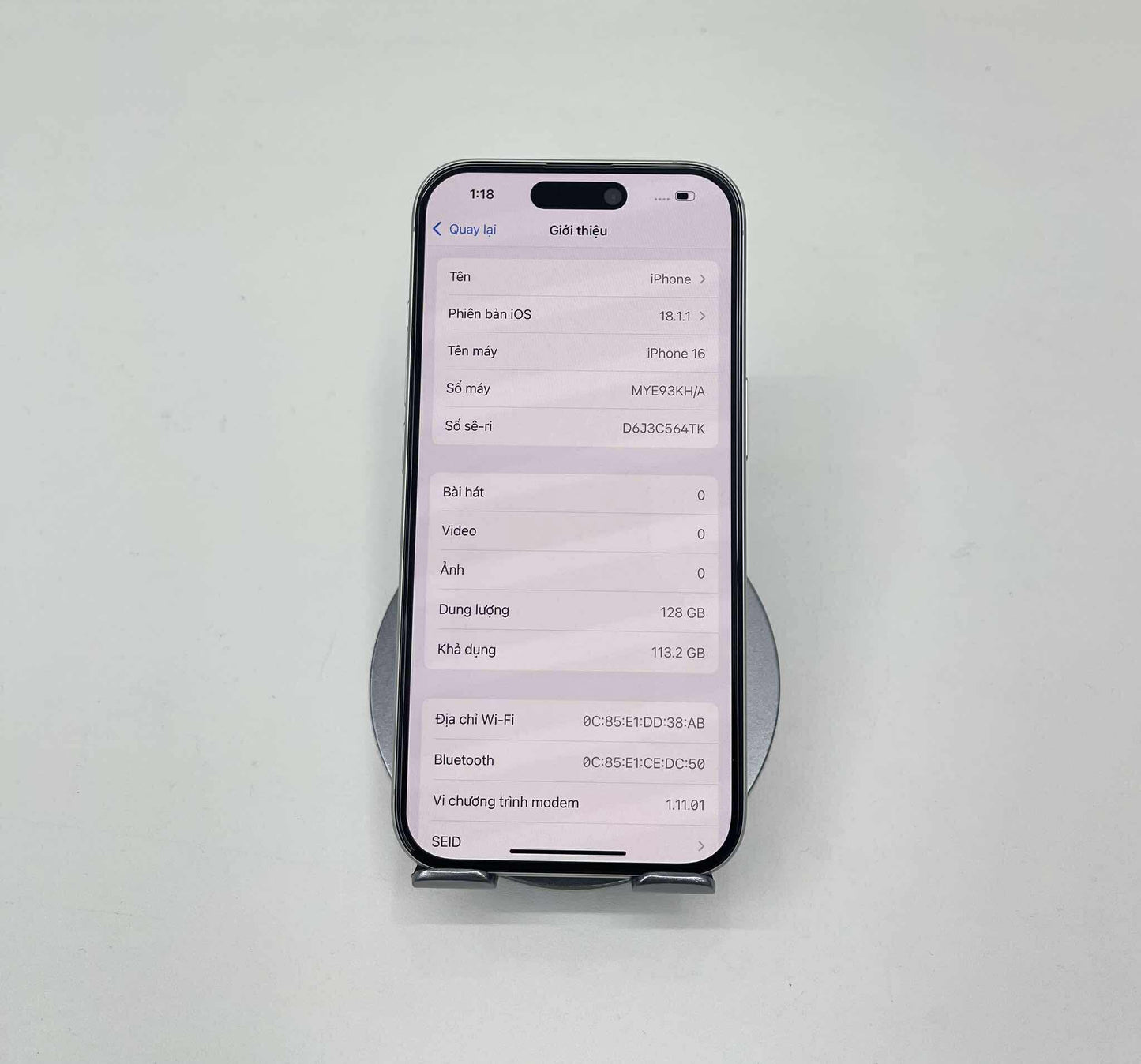 Iphone 16 128 Màu Trắng - Pin 100% sạc 1 lần - 08046/ 26970/ 89454/ 98246 box