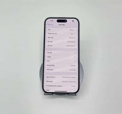 Iphone 16 128 Màu Trắng - Pin 100% sạc 1 lần - 08046/ 26970/ 89454/ 98246 box