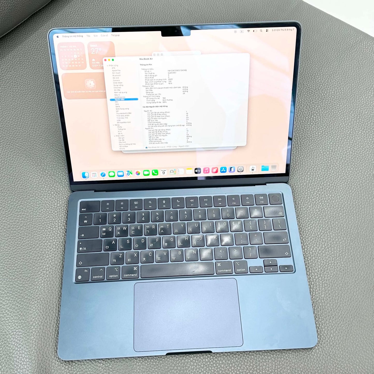 MacBook Air M2 bản 8GB/256GB Màu xanh đen - Pin 88%  - 45GW6 - A-