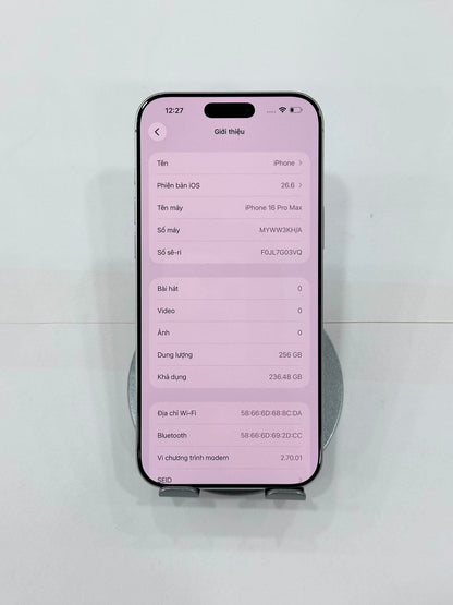 IPhone 16 ProMax 256gb Màu trắng - Pin 82%- 97374 - a- busan