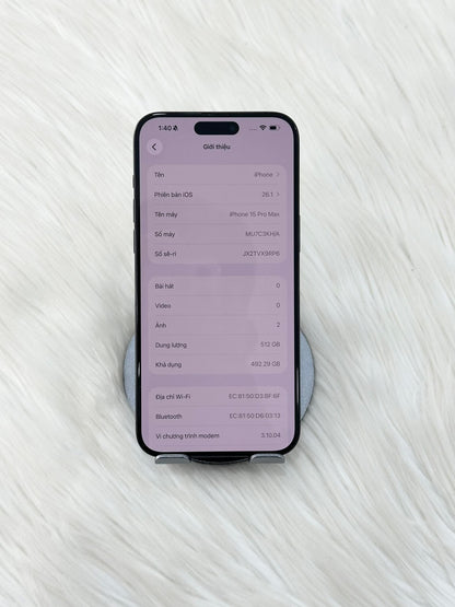IPhone 15 Promax 512gb Màu đen - Pin 82% - 34235  A- TEKU