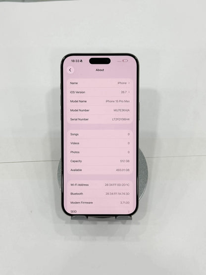 IPhone 15 Promax 512gb Màu Titan - Pin 86% - 90266 - a-