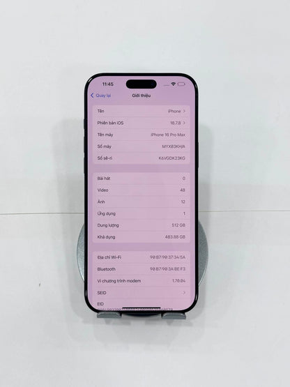 IPhone 16 Promax 512GB màu Đen - Pin 92% - 42661 - A- Teku