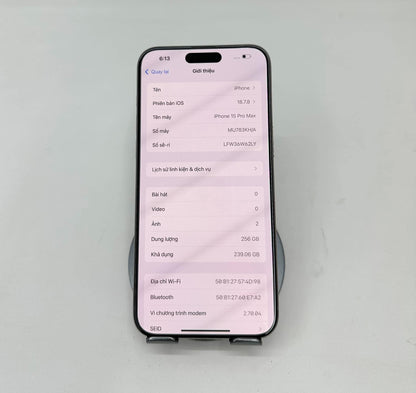 IPhone 15 ProMax 256GB Màu trắng - Pin 82% - 49285 - a-* Busan